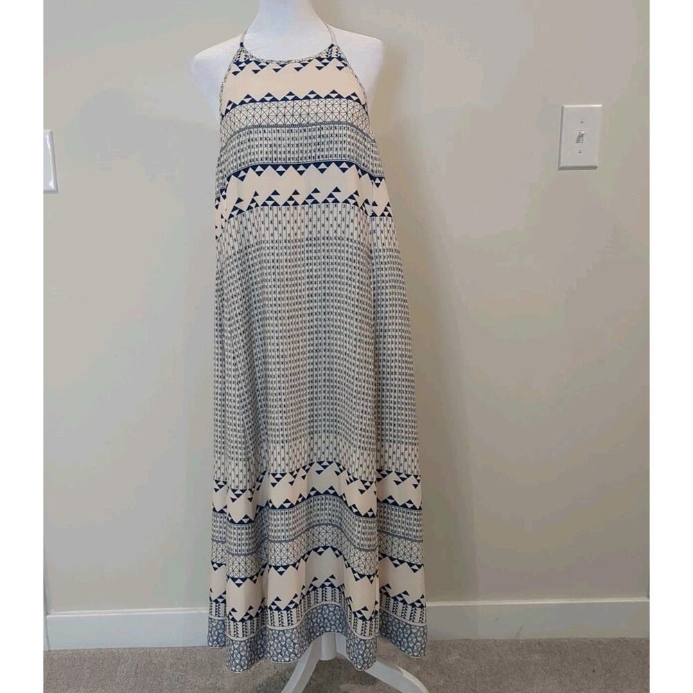 Madewell Womens L A-line Boho Sundress In Blue Ionian Tile Print Coastal Flowy